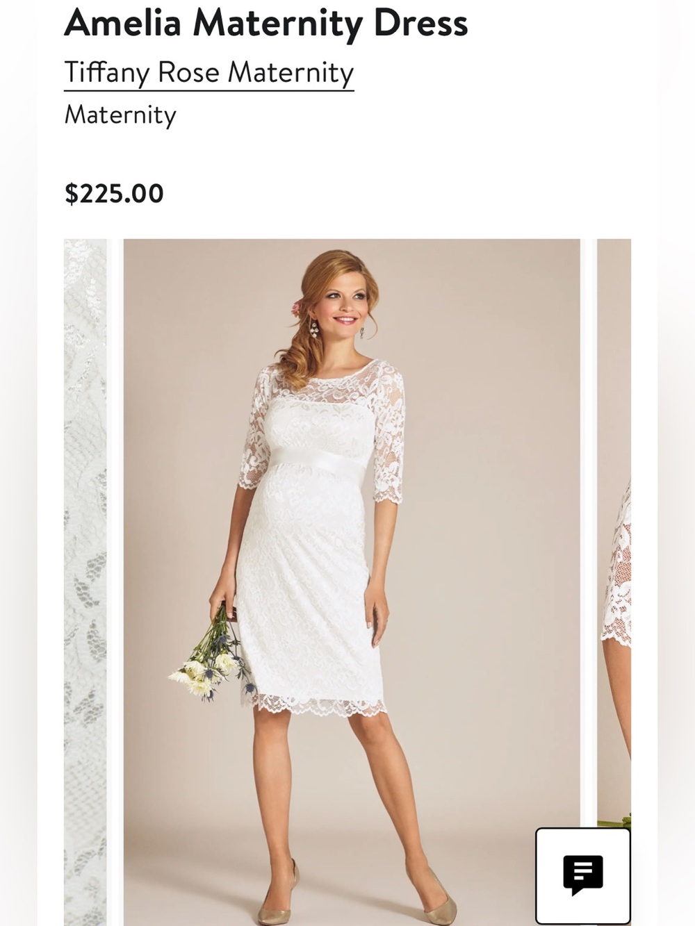 Tiffany Rose Opalescent Amelia  Ivory Lace Maternity Knee Length Dress NEW